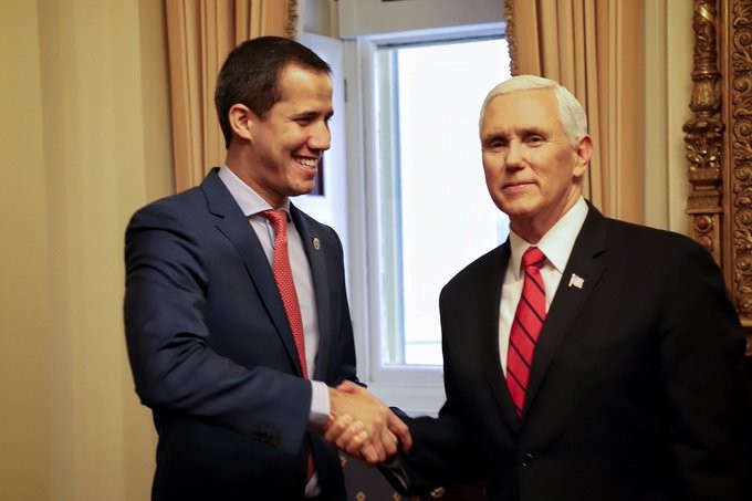 Juan Guaidó and Mike Pence Juan Guaidó and Mike Pence