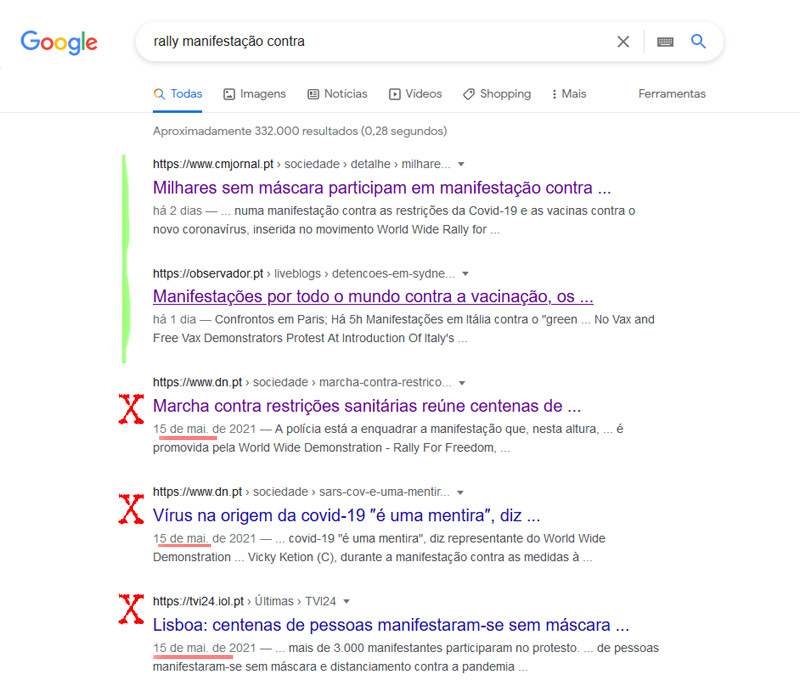 rally manifestação contra (Google, 26/7/2021)