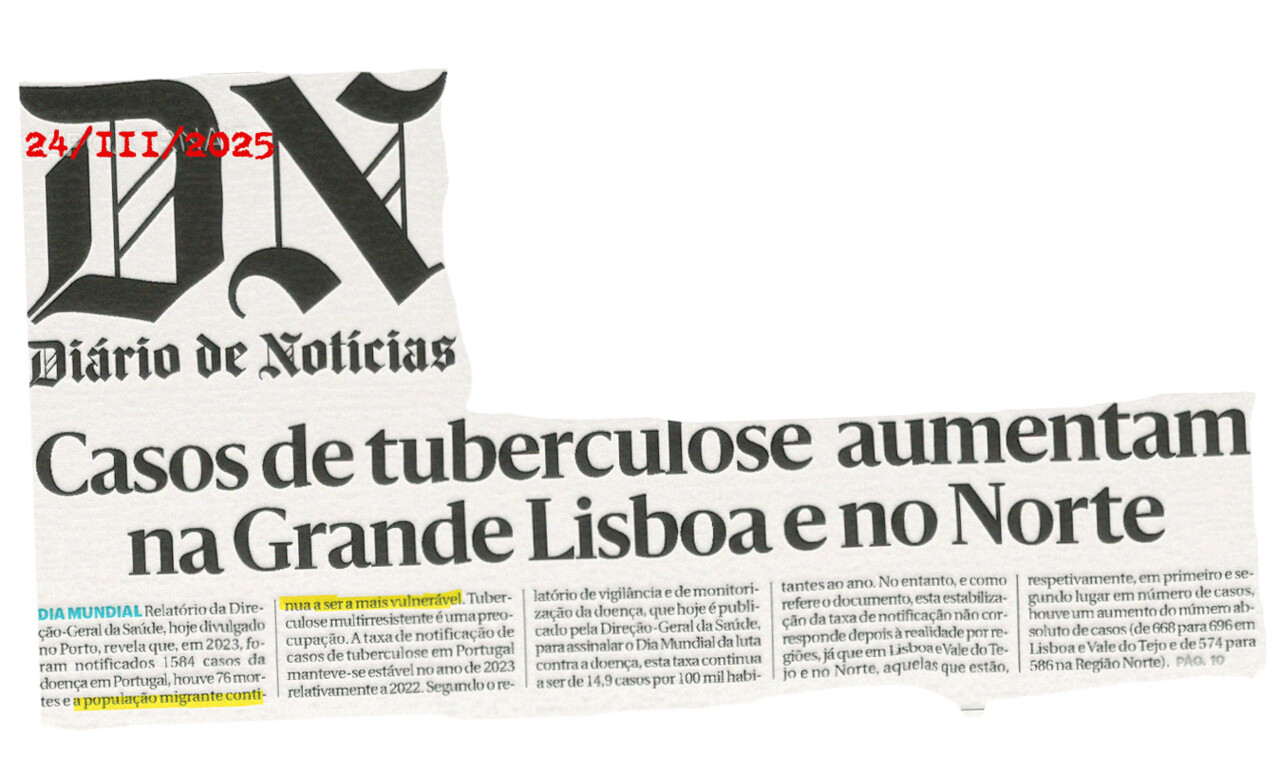 «Casos de tuberculose aumentam…», Diário de Notícias, 24-3-25